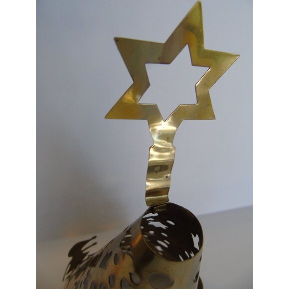 Vtg Brass Christmas Tree Six "Pushed Out" Children Star Topper Cut Our Circles - Picture 4 of 4